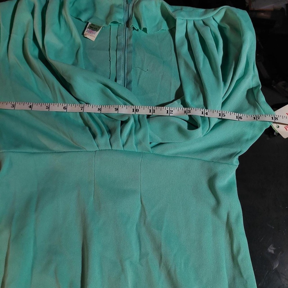 Vintage 70s Seafoam Green Maxi Dress Sleeveless Empire Waist Union Made NWT 13 - Picture 4 of 8